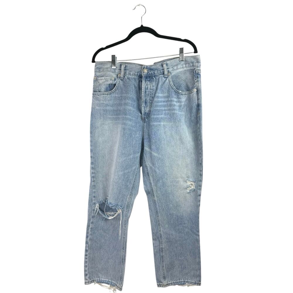 Twelve by Ontwelfth Women's Blue High Waist Distressed Straight Denim Jeans 31